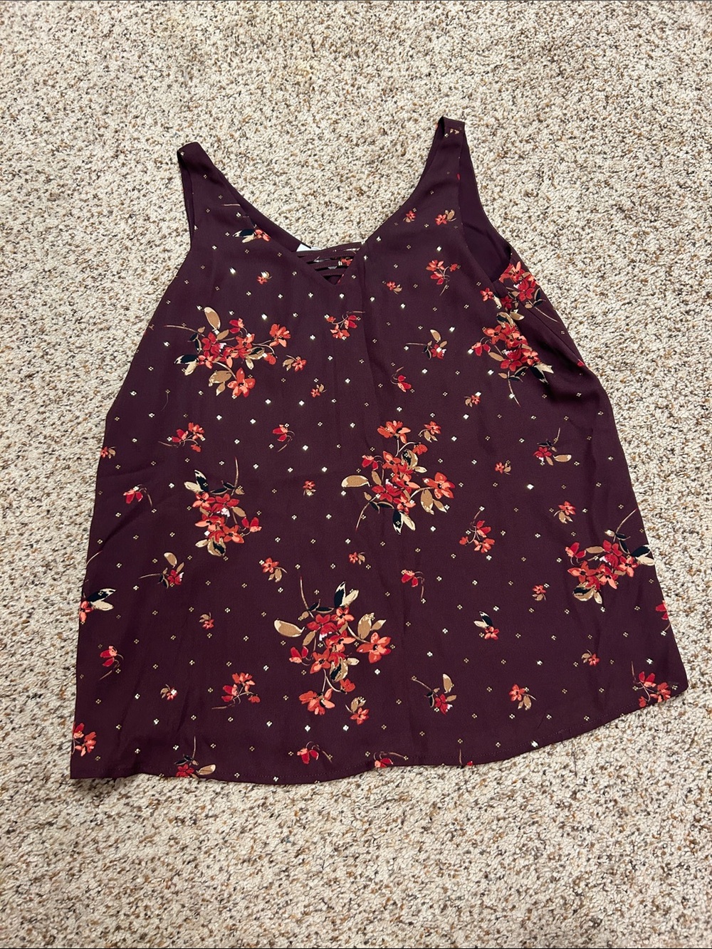 Maurices Burgundy Floral V-Neck Camisole